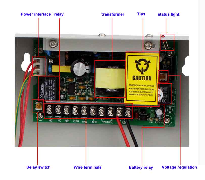 Interruptor de Control de acceso fuente de alimentación AC110 ~ 260V entrada DC12V5A salida para acceso cerradura de puerta soporte batería función de respaldo