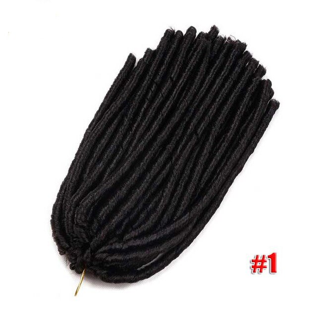 Soft Dread Locks Crochet Braids 14 inch Straight Hair Extensions 30rootsFaux Locks Crochet Braids Black Synthetic Braiding Hair: 1