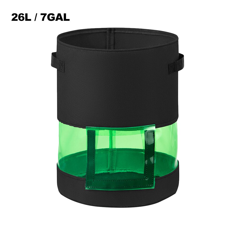 Plant Planting Bag Potato and Tomato Covered Middle Transparent Potato Planting Bag: Black