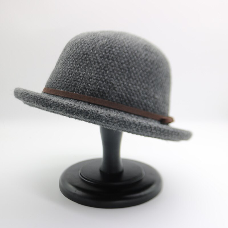 Autumn Winter Women Fedoras Hats Bowler hat Female bonnet: gray