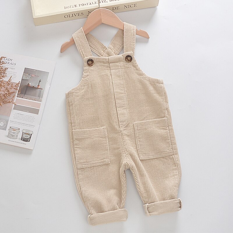 Winter Overalls Baby Algehele Broek Corduroy Overalls Slabbetje Broek Peuter Meisje Overalls Baby Boy Overalls: Beige / 1T