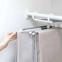Multi-function Storage Rack Double Hooks 5 Way Rack Black Trousers Hook Save Space Cloth Hanger Clothes Drying Rack