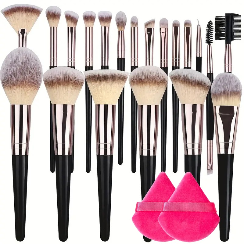 Juego de brochas de maquillaje para mujer, 3-20 piezas, base, sombra de ojos, colorete, resaltador, corrector, herramienta de belleza femenina, esponjas de belleza, esponjas para pulgar: Morado