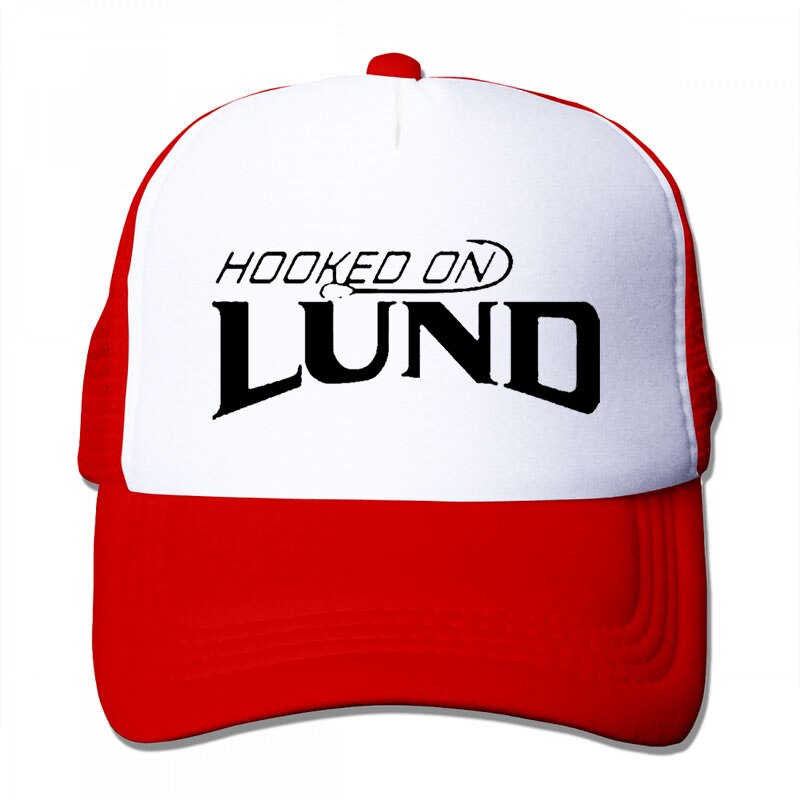 Hooked On Lund Fishing Die Cut Baseball cap men women Trucker Hats adjustable cap: 3-Red