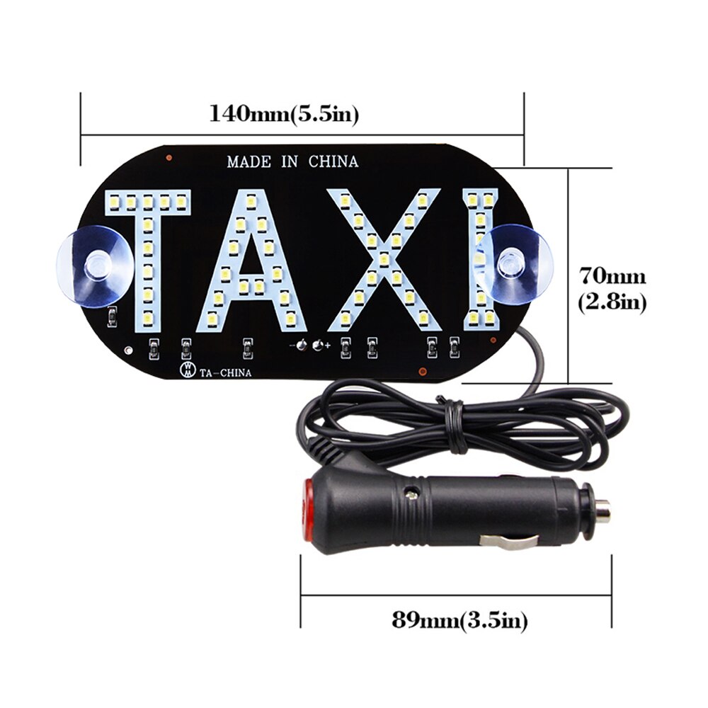 Angoily Taxi Sign LED Roof Light For Cars - 12V Vehicle Top Lamp With Suction Cup Mount