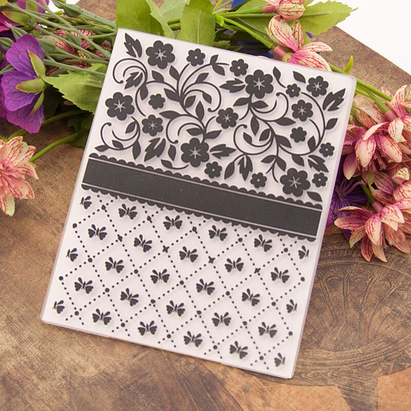 Carpeta de grabado de encaje de flores, decoraciones de mariposa de plástico para hacer tarjetas, sellos, papel de álbum de recortes, carpetas artesanales, álbum DIY
