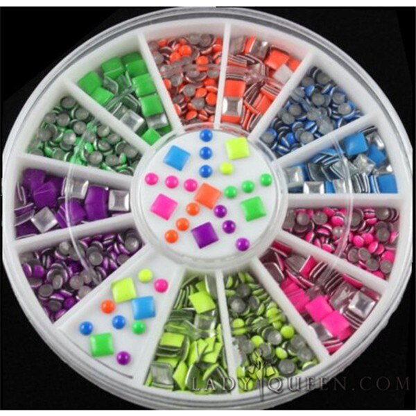 ZP-43 2 Stijlen 6 Kleur Metallic Klinknagels Plating Heldere 3D Nail Art Decoratie Studs Charms Sticker Wiel