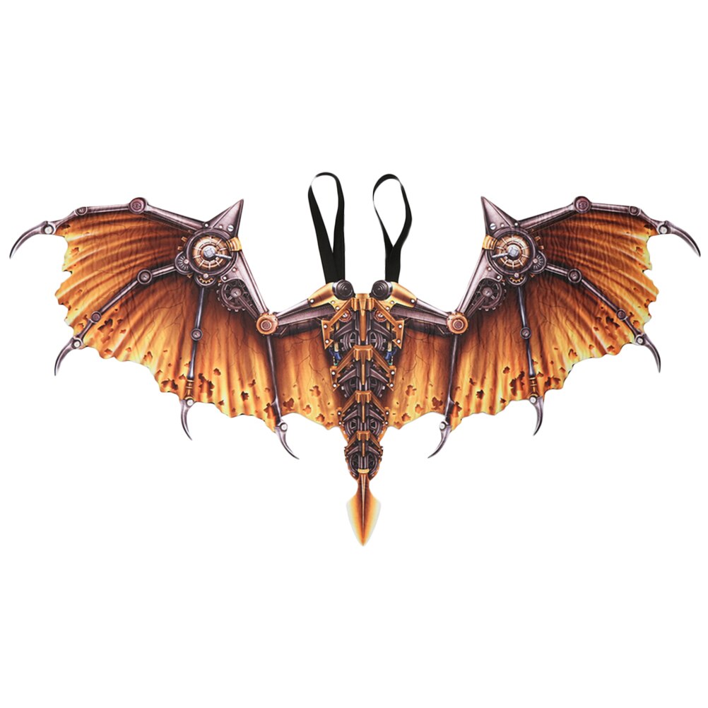 Foldable Steampunk Dragon Wings Costume Printed 3D Non-woven Fabric Wings Wearable Novel Stage Performance Prop for Adults: golden