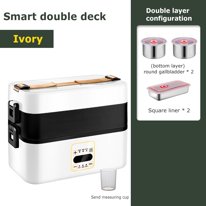 Electric Microwave Heating Lunch Box Food Storage Container for Student Office Worker Double-layer Insulation Lunch Container: Double Layer white / US