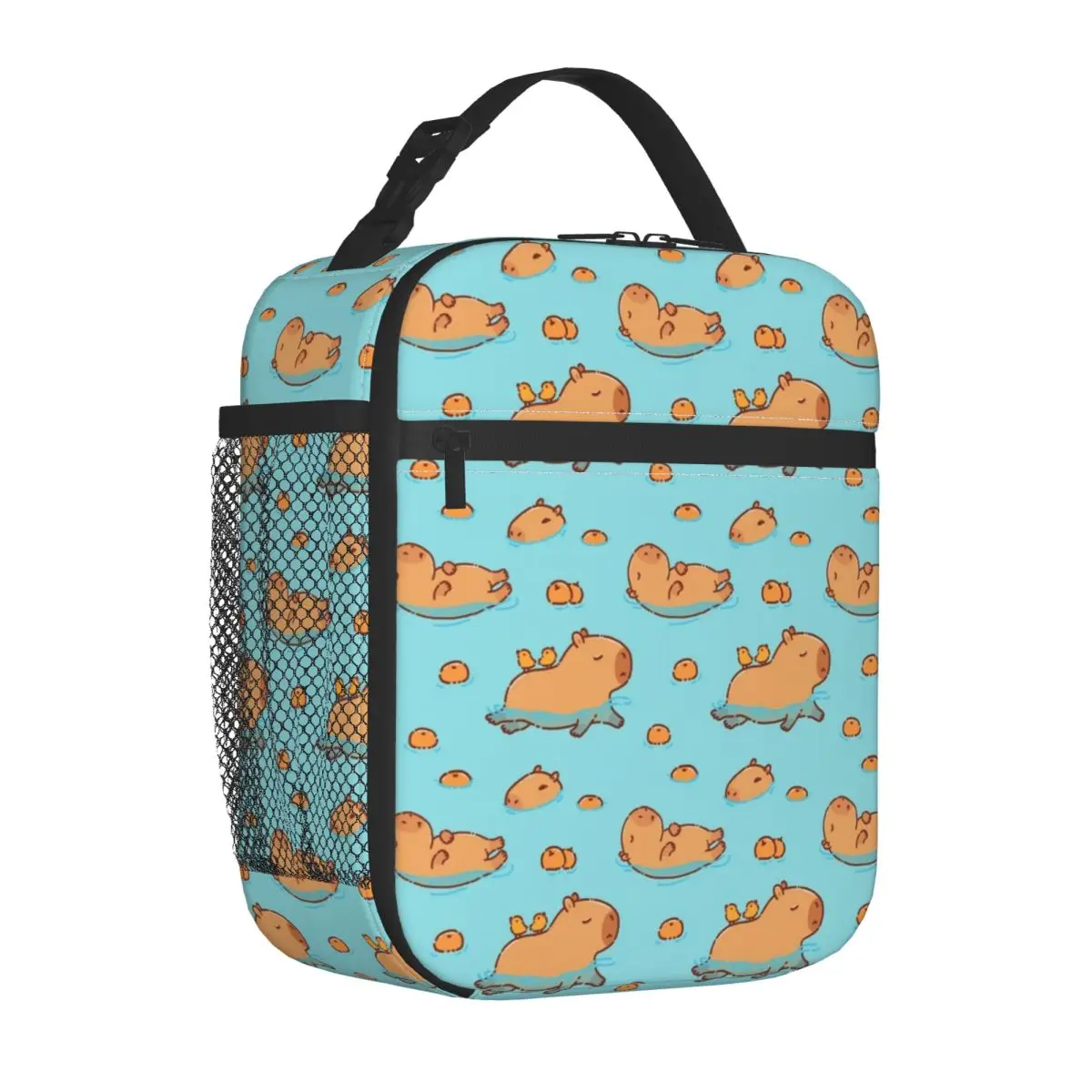 Bee And Capybara Thermal Insulated Lunch Bags for Travel Bee Cappy Reusable Food Container Bags Cooler Thermal Lunch Boxes: Pink
