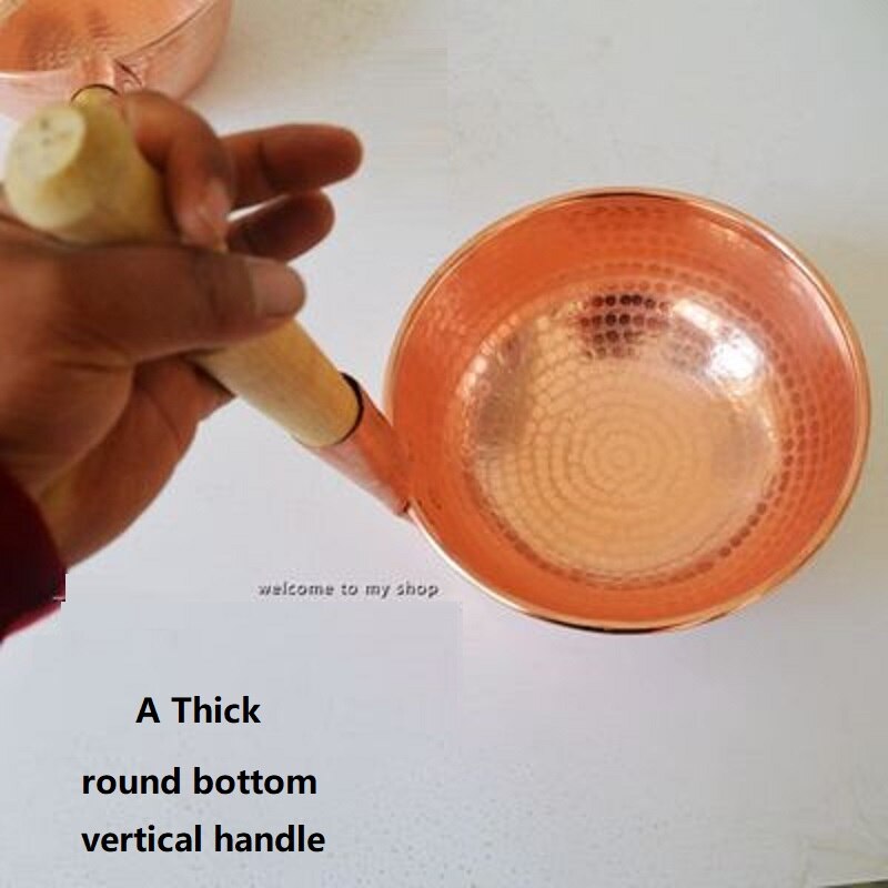 Handmade Pure Copper Rice Noodle Soup Pot Thick Wooden Handle: A Thick