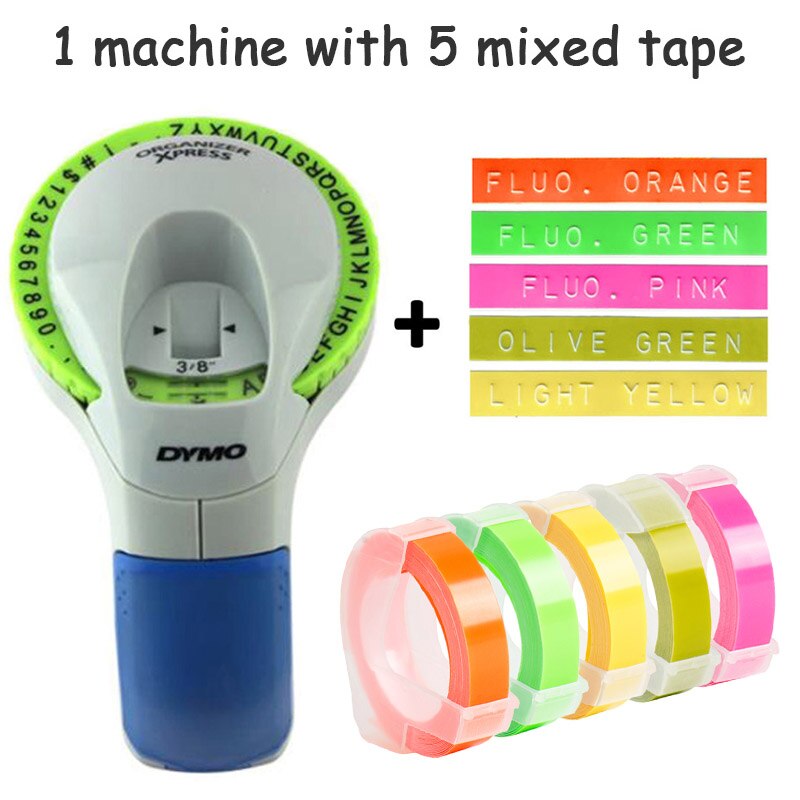 Combination of Machine and Ribbon Dymo 12965 Manual Label Maker Diy Embossing Label Printers for 9mm 3D Embossing Label Tapes: 12965-9mmB