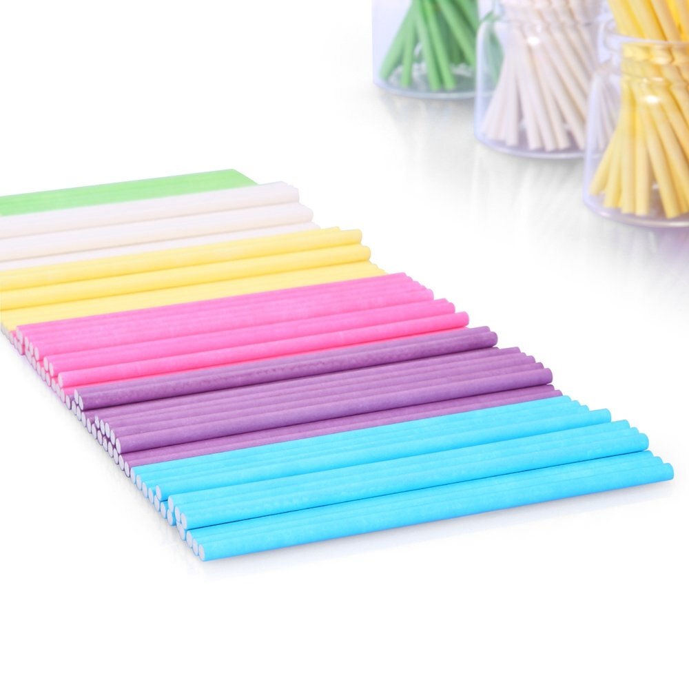 100 stuks gekleurde lollystokjes 4 inch papieren stokjes 100*3.5mm