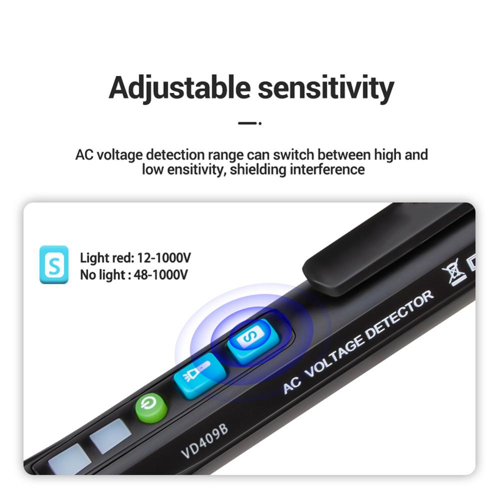 Digital Display Test Pen With LED Flashlight Powered by 2*AAA Battery AC Voltage Detection Test Pen Handy Pen Tester