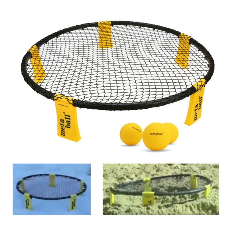 Mini sandvolleyball spillsett utendørs lagsport spike battle ball plen treningsutstyr med 3 baller