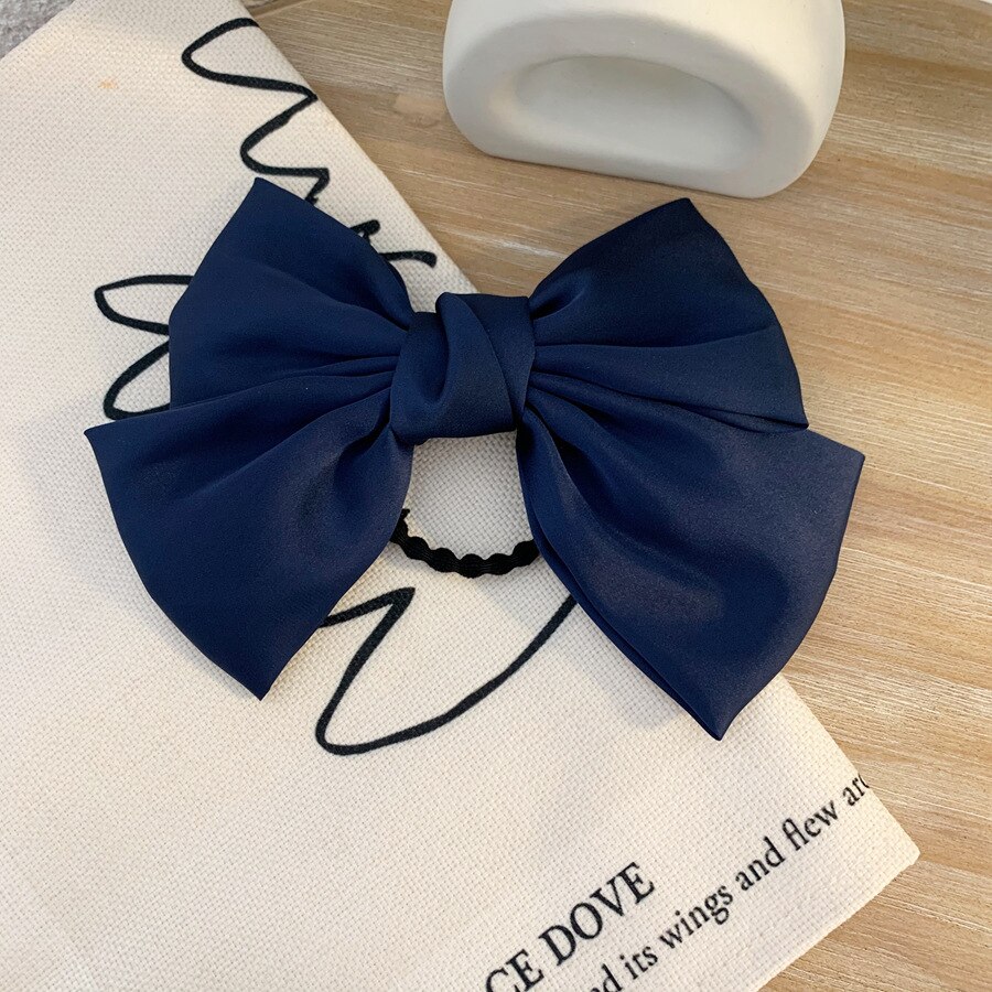 's shu xin Celebrity Style Large Bow Hair Band Lolita Red Flannel Hair Band for Tying Hair Headband South Korea Hair Accessories: Dark Blue