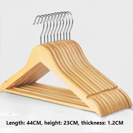 10 Teile/satz Erwachsene extra-Große Feste Holz und Metall Haken Holz KleiderbüGel Mit Kerben Nicht-Unterhose Metall Haken für Kleidung W2760: Silber