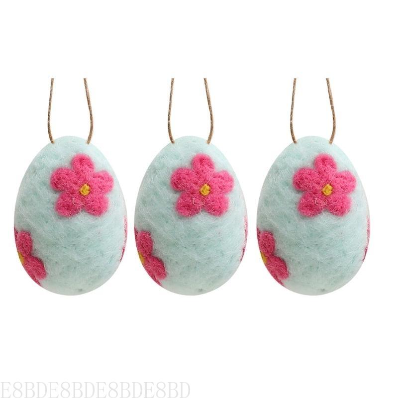 E8BD 3 stuks vilten eieren voor eastersmandvullers en decoraties hangend ornament: Licht Geel