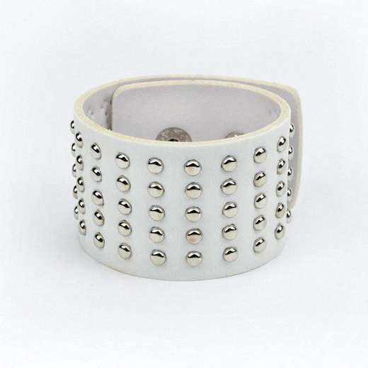 Mode Mannen Sieraden Gothic Metal Cone Stud Spikes Klinknagel Wit Zwart PU Lederarmband Bangle Manchet Armband Punk stijl Cool