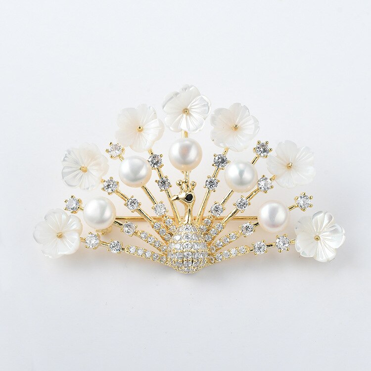 Leichte luxus-schmuckstücke aus österreichischem kristall, perlenbroschen, bekleidungsaccessoires, temperamentvolle pfauen-hochzeitsbroschen