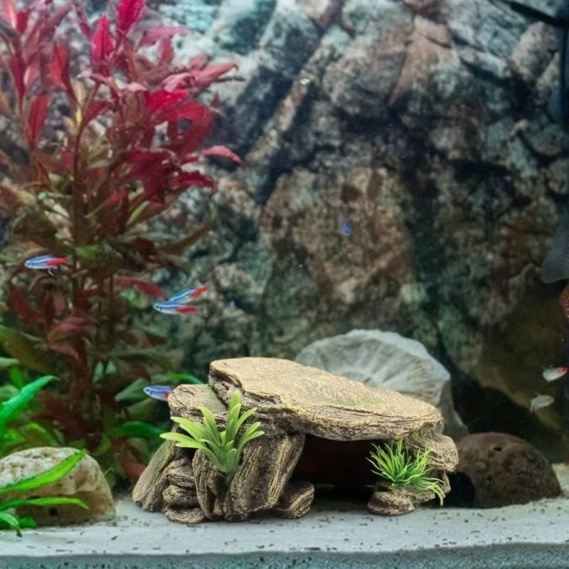 1pc akvarium skilpadde akvarium dekorasjon terrasse kunstig ly dekor ornament reptil hvile til fisk terrapiner frosker skilpadder