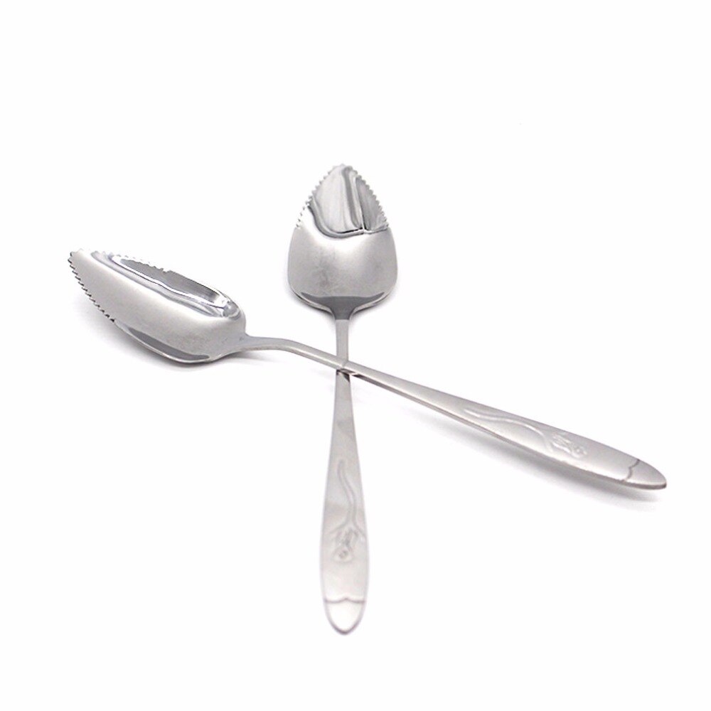Stainless Steel Grapefruit Spoon Long Handle Serrated Edge Fruit spoon Kitchen Dessert Spoon