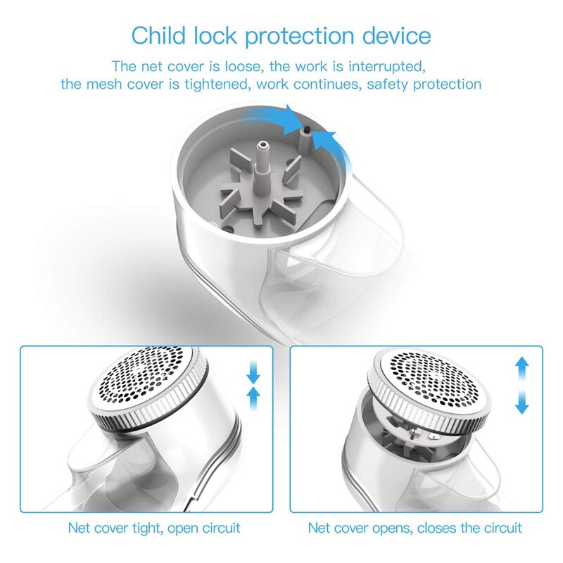 Lint Remover Fabric Shaver Portable, Fabric Defuzzer Sweater Shaver, Replaceable Stainless Steel Blade, Dual Protection for Clot