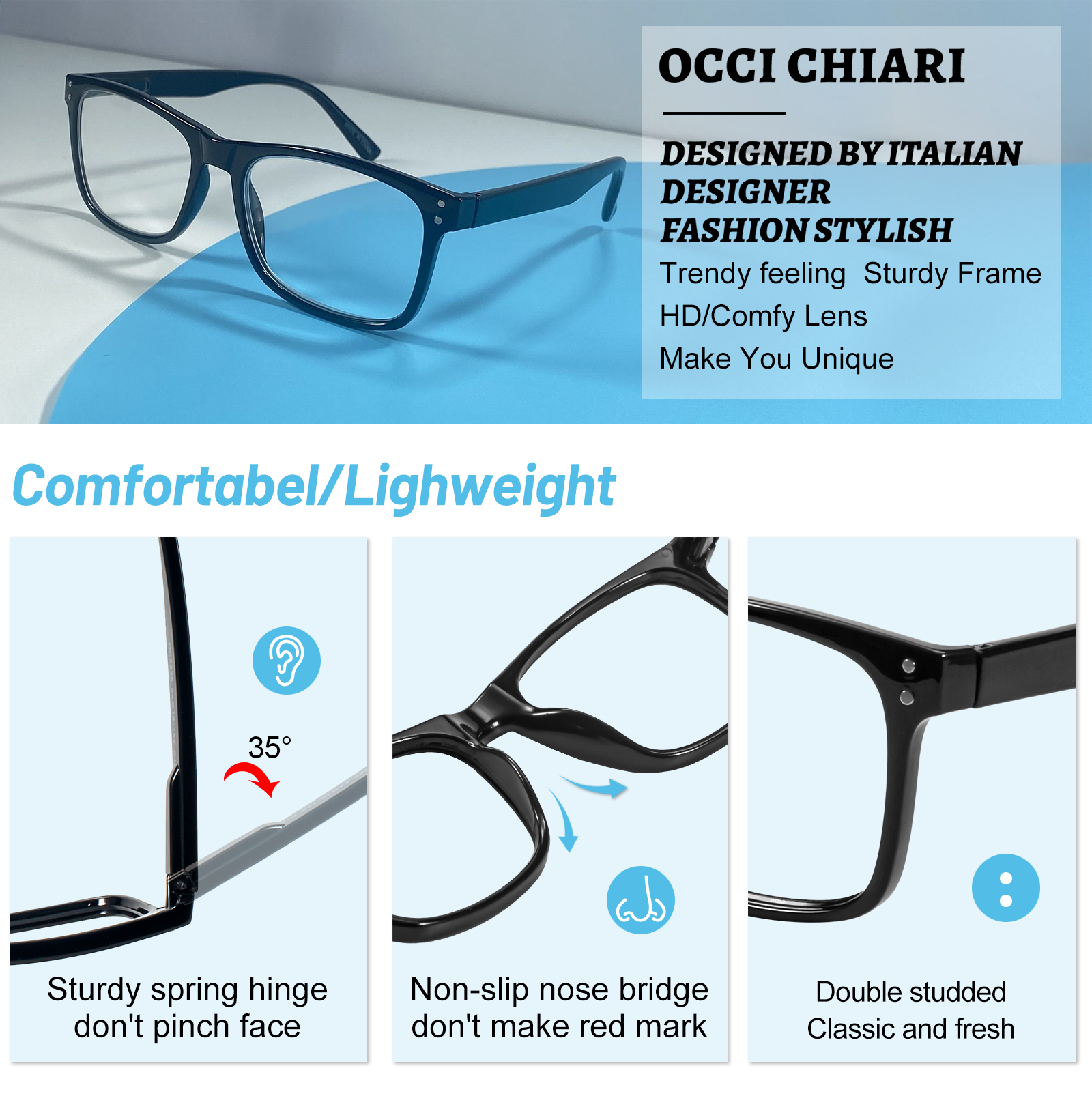 Reading Glasses For Men Hyperopia Optical Eyeglasses Frame Rectangle Presbyopia Glasses Classic Eyewear Magnifying Readers +1.0