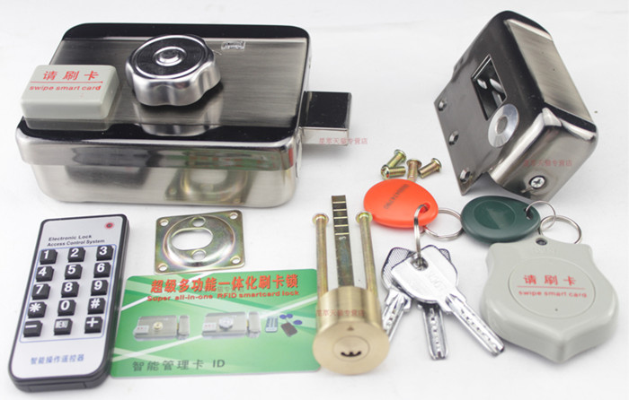 Electronic Door Access Control System Integrated RFID With ID 38mA Reader Electric Single Double head Gate 12V Power supply Lock: Single Head