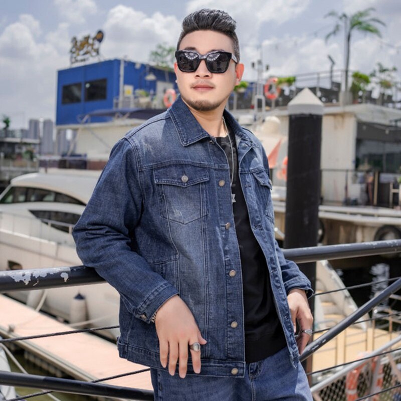 Chaqueta vaquera japonesa de talla grande para hombre, Vestido vaquero informal ajustado coreano, a la , 10xl, 9XL, 8XL, 7XL