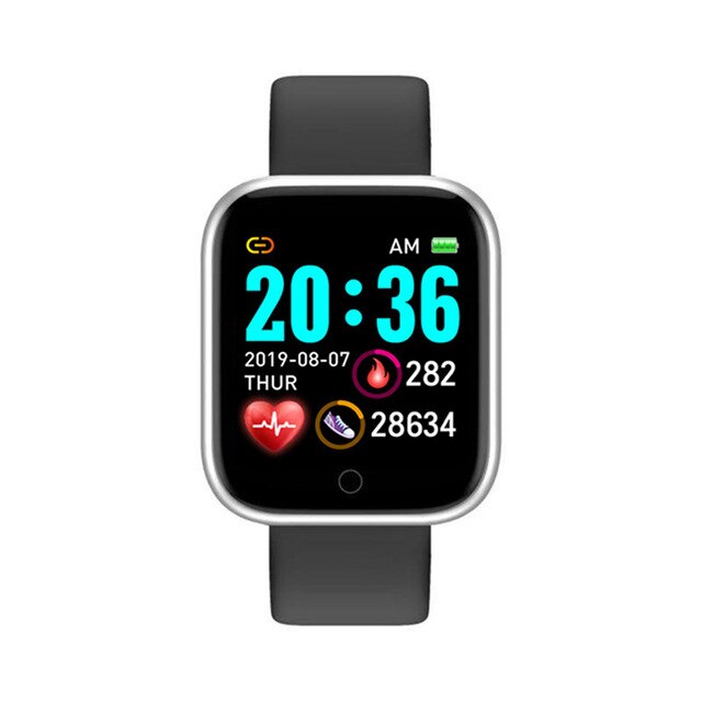 Smart Uhr Männer Herz Rate Fitness Tracker Sport Blutdruck Monitor Smart Uhr D20 Frauen Smartwatch für Android IOS: Silber