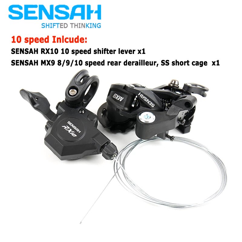 SENSAH MX9 8/9/10 Speed Rear Derailleur SS Short Cage with MX8/MX9/RX10 shifter lever MTB Bicycle Fold Bike Small Groupset: 10s