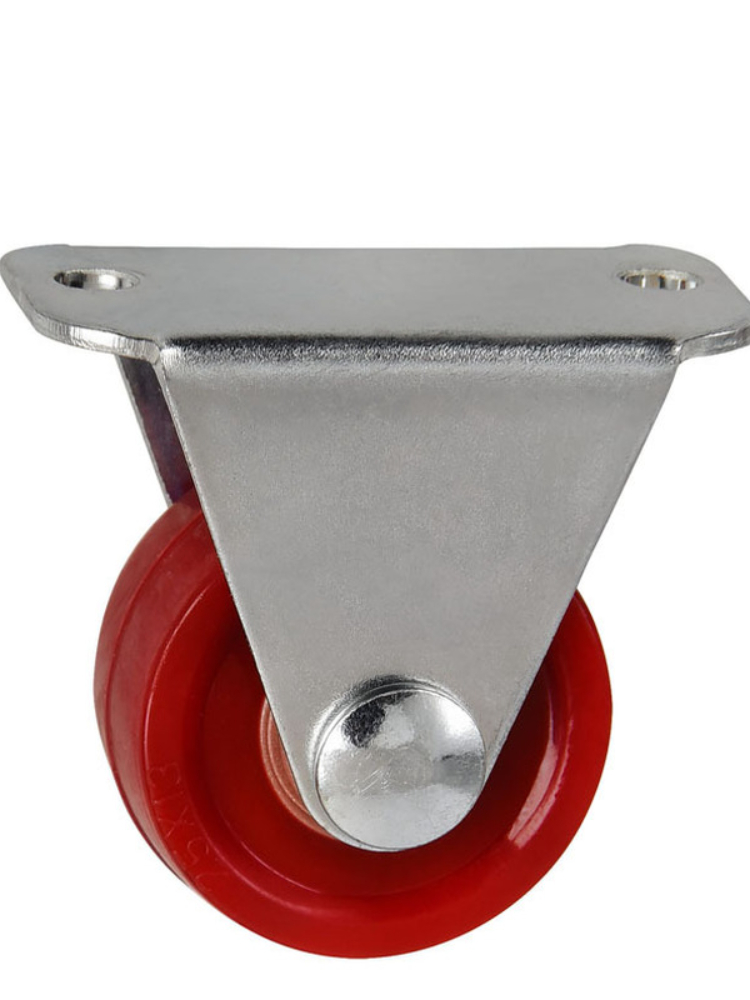 Red Plastic Fixed Casters, Noiseless Universal Wheel with Brake, Replacement Small Cart for Furniture, Hardware Accessories