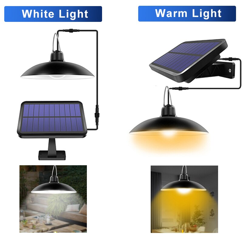 Dupla cabeça solar luz pingente à prova dwaterproof água ao ar livre solar lâmpada 3m linha de extensão super brilhante lâmpada para jardim corredor casa decoração
