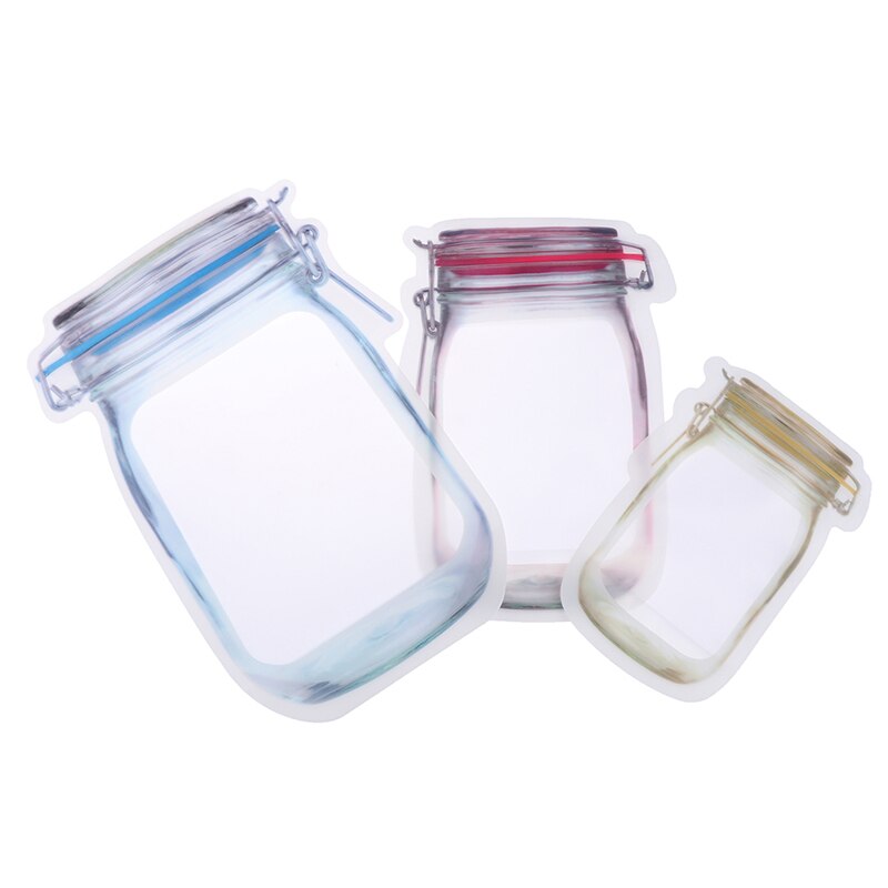 10 Stuks Herbruikbare Snack Tas Vriezer Hermetische Voedsel Opbergtas Voedsel Verse Afdichting Fles Blikjes Keuken Organizer Mason Jar Voor reizen