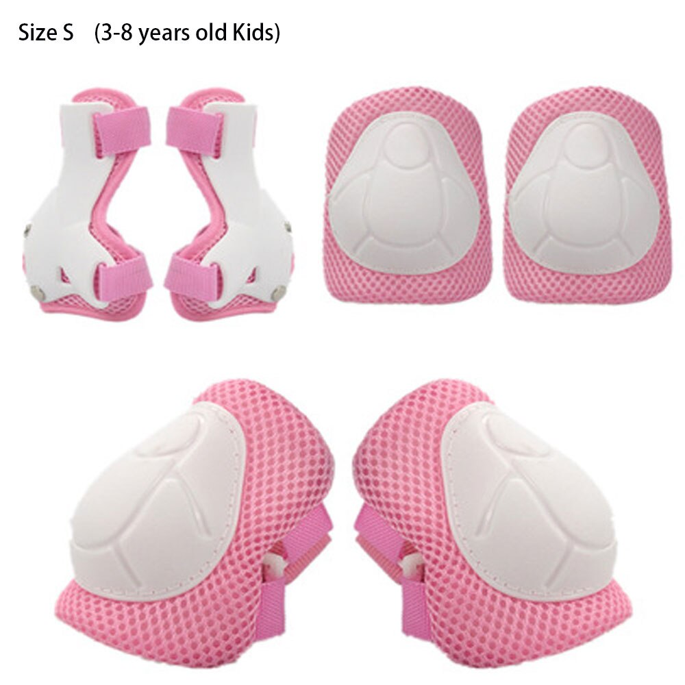 KINGBIKE Kids Roller Skating Bicycle Helmet Knee Wrist Guard Elbow Pad Set 7 pieces Child Cycling Sports Protective Guard Gear: Protector-Pink