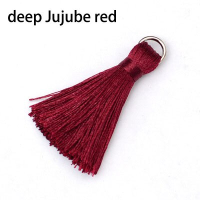 12 stuks/partij 5cm mini zijden kwastjes franje naai pony bloem kwastjes hanger kwastjes voor doe-het-zelf gordijnen woonaccessoires: Diep jujube rood