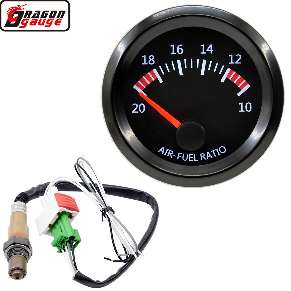 Dragon 2" 52mm Stepper Motor White LED Backlight Auto Car Air Fuel Ratio Gauge Narrow Band Oxygen Sensor Meter