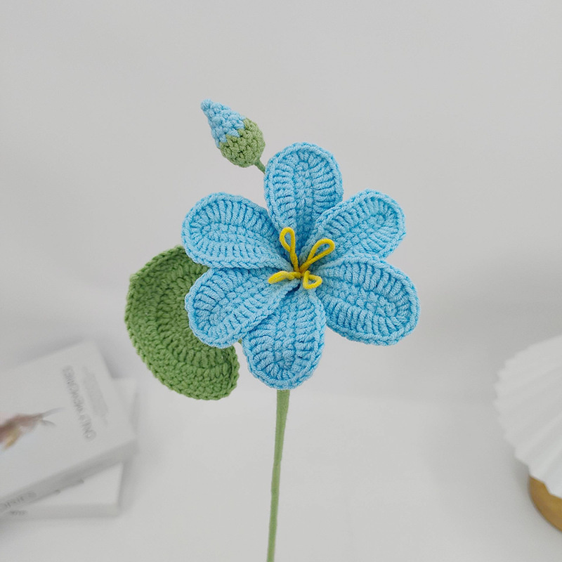 Flores creativas de punto de Paulownia, ramo tejido de ganchillo, decoración de boda, flores falsas, decoración de escritorio: Oro