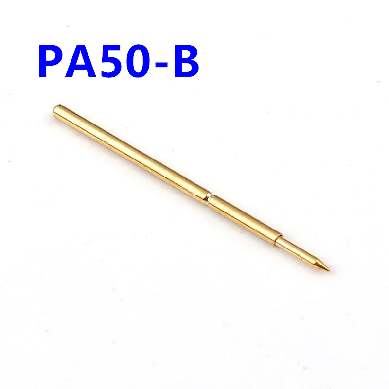 100PCS Gold Plated PA50-B1 Pointed Spring Test Pin Barrel 0.68mm Length 16.55mm PCB Pogo Pin
