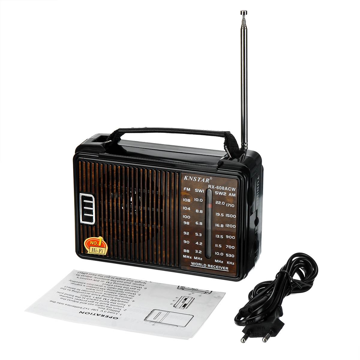 LEORY RX-608AC DC 3V Portable Full Channel Retro Radio High Sensitivity FM AM SW1 SW2 Radio 4 Band Radio for Old People