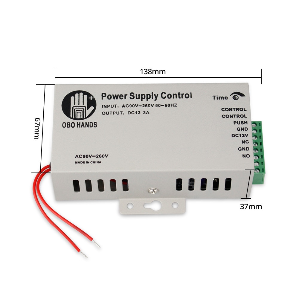 12VDC 3A/5A Voeding Schakelaar Controller AC90V-260V voor Alle Elektrische Deurslot met Vertraging Zwart K80 Toegang controle Systeem