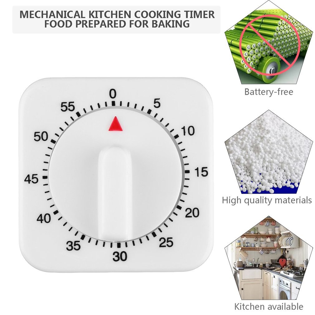 1pcs Square 60 Minute Mechanical Kitchen Cooking Timer Food Preparation Baking popular