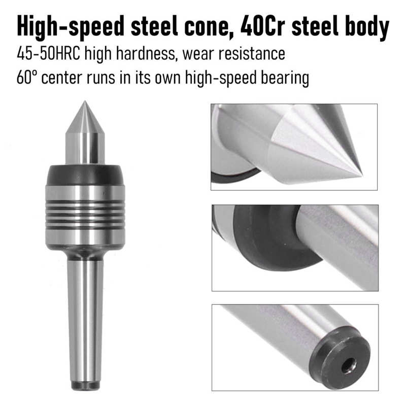 Morse Taper Center Revolving Lathe Drive Lathe Machine Tool Accessories MT2 Live Center 5-Slot