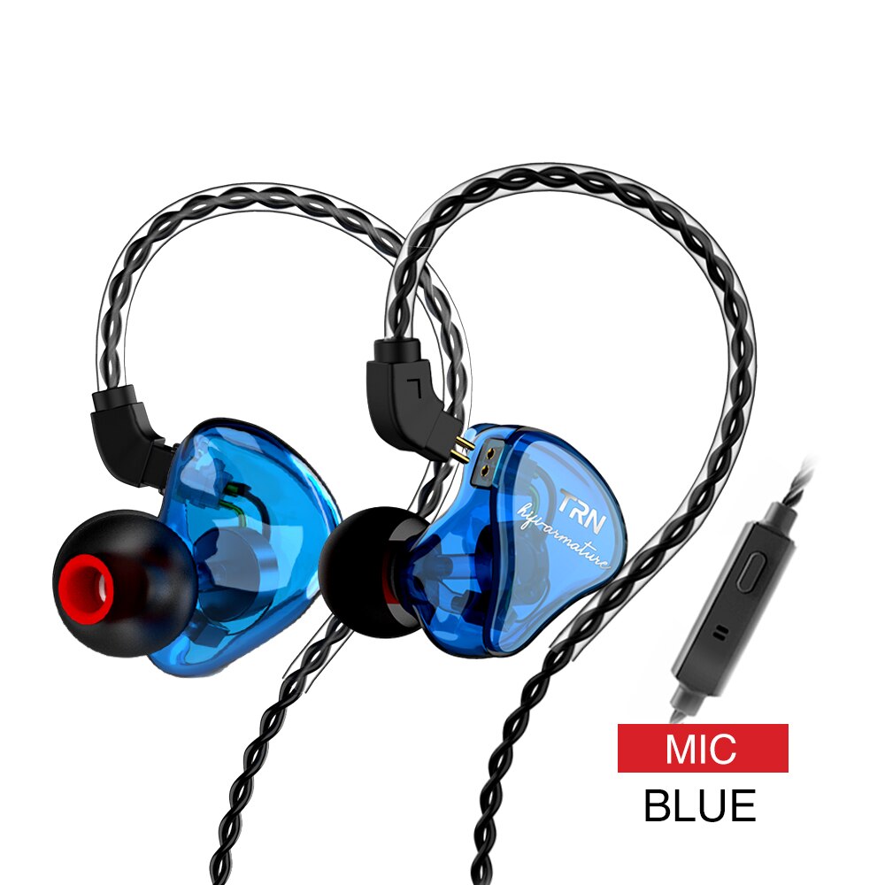 TRN IM1 PRO 1BA 1DDHybrid In Ear Earphone Monito Running Sport Earphone HIFI Headset Detachable Detach 2Pin Cable TRN VX V90 M10: Blue with mic