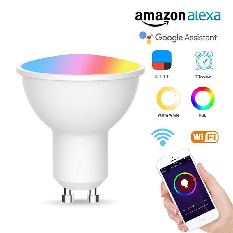 5W GU10 Led Smart Wifi Lamp Rgb + Cw (2700K-6500K) dimbare Licht Voor Google Thuis: 2PCS