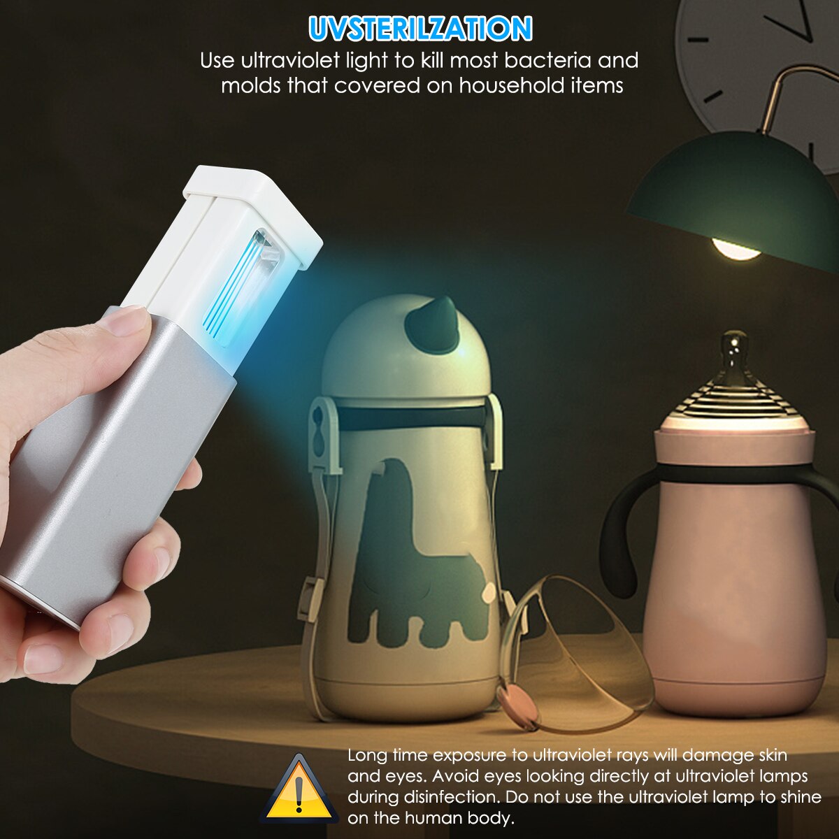 Portable UV Sanitizer Light LED Flashlight Hand-held UV Sterilizing Wand Ultraviolet Sterilizer Light