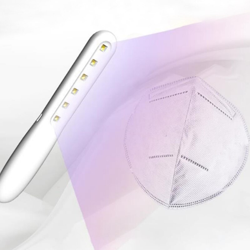 Lámpara portátil de desinfección UV de 260nm, luz de desinfección ultravioleta de carga USB LED de mano para viaje en casa