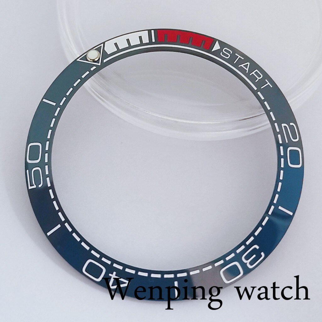 Horloge Onderdelen 38Mm Marineblauw Wit/Rood Accent Keramische Bezel Insert Voor 40Mm Horloge Case heren Horloge Bezel