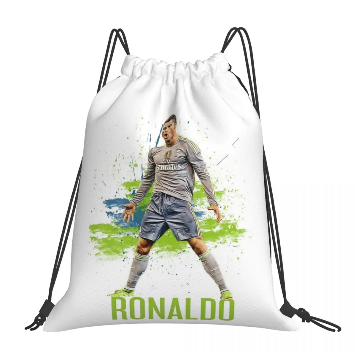 CR7 Cristiano Ronaldo sacs à dos sacs à cordon portables cordon paquet poche articles divers sac BookBag pour homme femme étudiants: BLEU CIEL